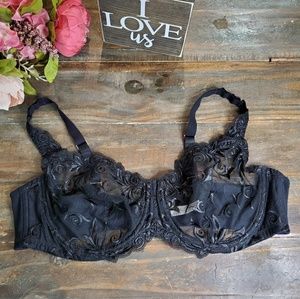 SOMA Black Lace Underwire Bra Unlined 42C